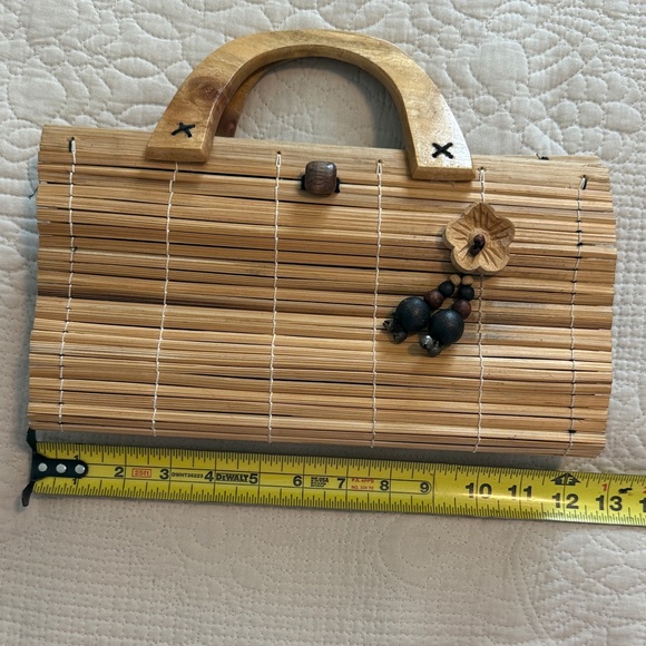 Vintage collapsible Natural Bamboo Women’s Handbag boho cottage core - Picture 8 of 9
